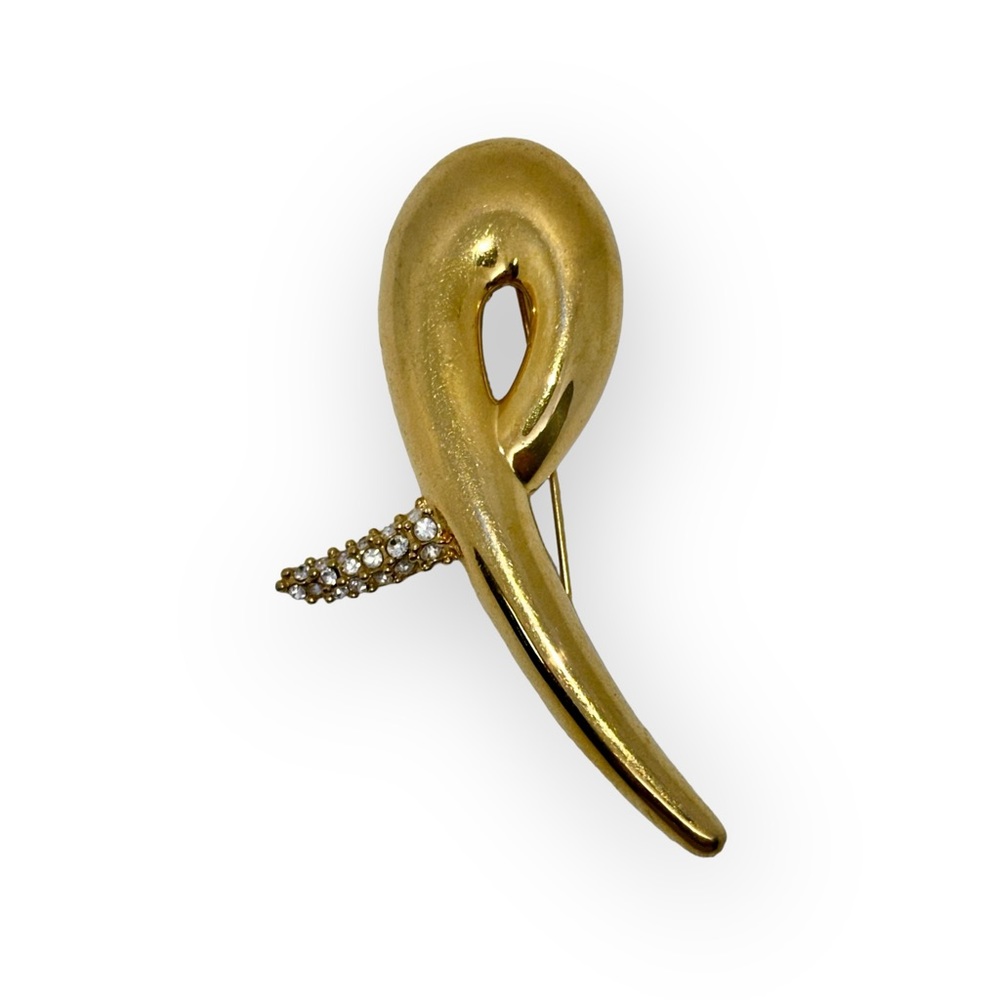 Vintage Monet Gold tone Brooch with Rhinestones